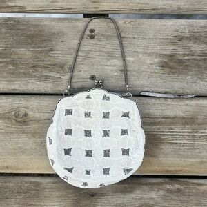 Antique Vintage Glass Seed Bead Handbag Purse Handmade